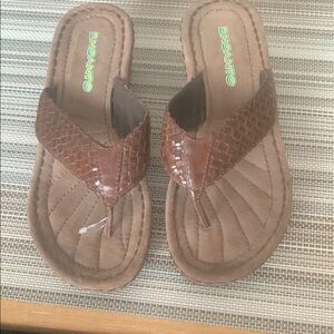 Brown Sandals with Woven Detail and Cushioned Footbed